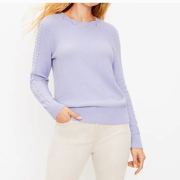 LOFT SCALLOPED BOBBLE SLEEVE SWEATER - Picture 10 of 10